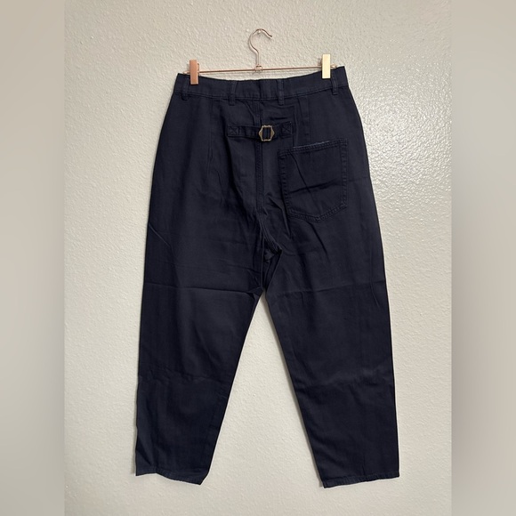 Sandrine Rose/Free People French Worker Wide Leg Buckle Pants College Blue - Picture 5 of 7